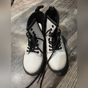 Dr. Martens White and Black Boots For Toddler